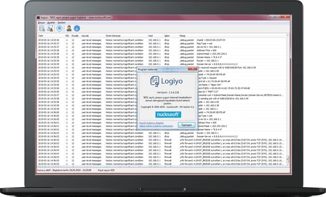 Logiyo 5651 Log Yönetim Yazılımı Ekran Görüntüsü